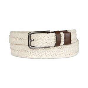 Alfani Braided Belt Mens 34-36 Natural Brown‎ Woven Casual Leather